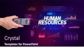  Presentation with human resources - Presentation design featuring hand-holding-wireless-peripheral background and a wine colored foreground