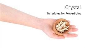  Presentation with bowl - Colorful PPT layouts enhanced with hand-holding-wooden-bowl backdrop and a white colored foreground