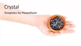  Presentation with barberry - Colorful theme enhanced with hand holding wooden bowl with dried barberry isolated on white backdrop and a pink colored foreground