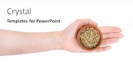  Presentation with bowl - PPT theme enhanced with hand-holding-wooden-bowl background and a white colored foreground