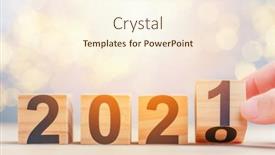  Presentation with cube - Presentation having hand-holding-wooden-cube background and a cream colored foreground