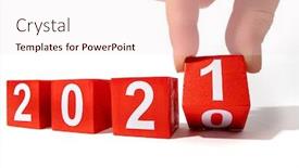  Presentation with cube - Amazing slides having hand-holding-wooden-cube backdrop and a sky blue colored foreground