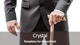  Presentation with wooden stick - Beautiful slides featuring hand holding wooden walking cane backdrop and a dark gray colored foreground
