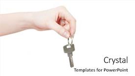  Presentation with automobile driver hand hold steering - Audience pleasing PPT layouts consisting of hand holds a key isolated backdrop and a white colored foreground