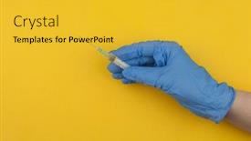  Presentation with yellow medical - Presentation theme featuring hand-in-a-blue-glove background and a yellow colored foreground