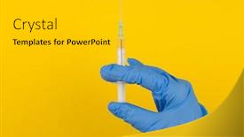  Presentation with yellow medical - Cool new slide set with hand-in-a-blue-glove backdrop and a light gray colored foreground