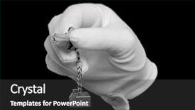  Presentation with house key - Beautiful presentation featuring hand in a white glove holding the key to a new house isolated on black backdrop and a dark gray colored foreground