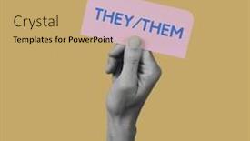  Presentation with pink black - Theme featuring hand-in-black-and-white background and a coral colored foreground