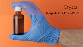  Presentation with medical dark - Theme consisting of hand-in-blue-medical-gloves background and a red colored foreground