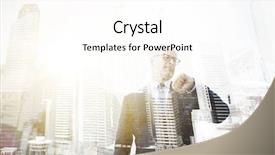  Presentation with smart city - Audience pleasing presentation design consisting of hand in city with double backdrop and a white colored foreground