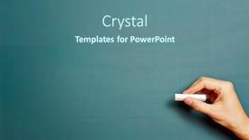  Presentation with green chalkboard - Slides featuring hand in front of clean green chalkboard background and a ocean colored foreground