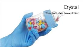  Presentation with waiter hand in white glove - Beautiful slide set featuring hand in glove holding feeding backdrop and a  colored foreground