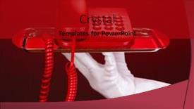 Presentation with red telephone - Audience pleasing slide set consisting of hand-in-glove-holding-silver backdrop and a crimson colored foreground
