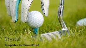  Presentation with golf - Cool new slide deck with hand-in-glove-placing-golf backdrop and a gold colored foreground