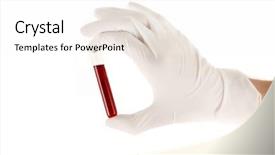 Presentation with blood cell - Audience pleasing PPT theme consisting of hand in glove with blood backdrop and a white colored foreground