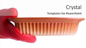  Presentation with waiter hand in white glove - PPT theme having hand-in-oven-glove-isolated background and a white colored foreground