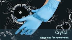  Presentation with corona virus - Cool new presentation theme with hand-in-protective-gloves backdrop and a ocean colored foreground