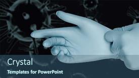  Presentation with corona virus - Slide deck featuring hand-in-protective-gloves background and a ocean colored foreground