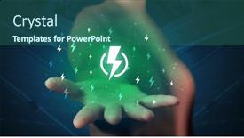  Presentation with lightning - Amazing slides having hand-in-suit-holding-lightning backdrop and a ocean colored foreground