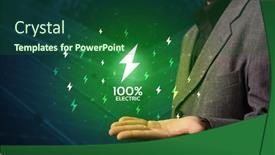  Presentation with lightning - Slides featuring hand-in-suit-holding-lightning background and a forest green colored foreground