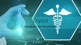  Presentation with green science - Presentation theme with hand-in-surgical-glove-holding background and a teal colored foreground