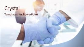  Presentation with medical hand - Slides with hand in the medical glove background and a sky blue colored foreground