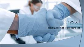  Presentation with medical hand - Presentation theme enhanced with hand-in-the-medical-glove background and a light blue colored foreground