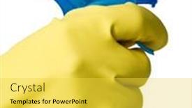  Presentation with spray - Cool new PPT layouts with hand-in-yellow-latex-glove backdrop and a yellow colored foreground