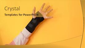  Presentation with injury - Colorful slide set enhanced with hand-injury-a-female-injured backdrop and a yellow colored foreground