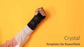  Presentation with injury - PPT layouts having hand-injury-a-female-injured background and a yellow colored foreground