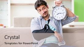  Presentation with student behavior management - Audience pleasing presentation theme consisting of hand injury in time management backdrop and a lemonade colored foreground