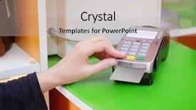  Presentation with credit card - Slide deck featuring hand inserts a credit card background and a soft green colored foreground