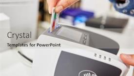  Presentation with credit card - Slide set consisting of hand-inserts-customer-card background and a light gray colored foreground