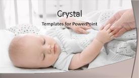  Presentation with baby sleep - Amazing slide deck having hand insomnia and sleep disorders backdrop and a white colored foreground