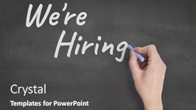  Presentation with hiring - Presentation theme featuring hand interacting with we re hiring business text against grey background background and a dark gray colored foreground