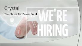  Presentation with hiring - Amazing presentation having hand interacting with we re hiring business text against white background backdrop and a light gray colored foreground