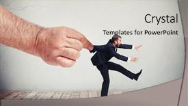  Presentation with dark grey - Audience pleasing theme consisting of hand is pulling a man backdrop and a light gray colored foreground