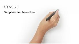  Presentation with black hand - Presentation theme enhanced with hand-is-ready-for-drawing background and a white colored foreground
