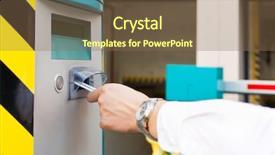  Presentation with ticket - PPT theme featuring hand is slipping parking ticket background and a violet colored foreground