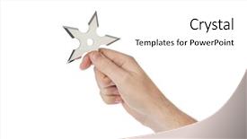  Presentation with ninja - Cool new slide deck with hand is throwing ninja shuriken backdrop and a white colored foreground
