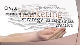  Presentation with marketing strategy - PPT layouts enhanced with hand isolated on background metaphor background and a white colored foreground