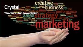  Presentation with marketing strategy - Slide set having hand isolated on background metaphor background and a black colored foreground