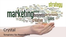  Presentation with marketing strategy - Colorful PPT theme enhanced with hand isolated on background metaphor backdrop and a coral colored foreground