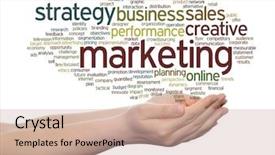  Presentation with marketing strategy - Slides with hand isolated on background metaphor background and a coral colored foreground