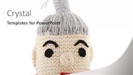  Presentation with grandma - Presentation design enhanced with darah - hand knitted grandma sitting background and a white colored foreground