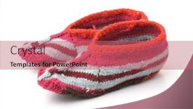  Presentation with slipper - Amazing PPT theme having hand-knitted-slipper-socks-isolated backdrop and a coral colored foreground