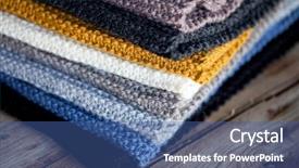  Presentation with grey black white - Colorful slides enhanced with hand knitted wooden scarves black backdrop and a ocean colored foreground