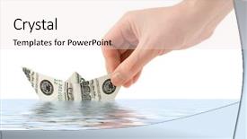  Presentation with ship engineering - PPT layouts consisting of hand launching money ship isolated background and a sky blue colored foreground