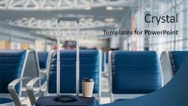  Presentation with airport terminal - Audience pleasing slide deck consisting of hand luggage in airport backdrop and a light blue colored foreground