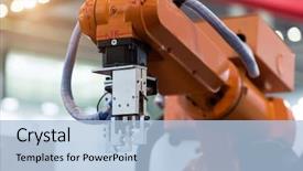  Presentation with factory machine - Cool new slide set with hand machine tool at industrial backdrop and a light blue colored foreground